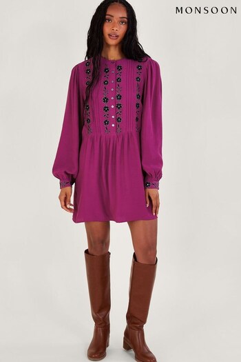 Monsoon Pink Embroidered Tunic Dress Green (Q66949) | £65