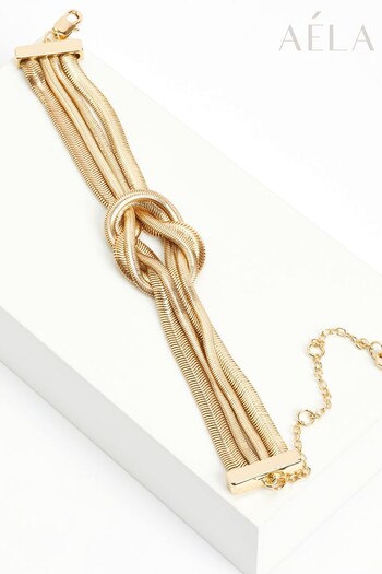 Aela Gold Tone Snake Knot Bracelet (Q67019) | £16.50
