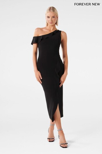 Forever New Black Tyra One Shoulder Ruffle Bodycon Dress (Q67024) | £110