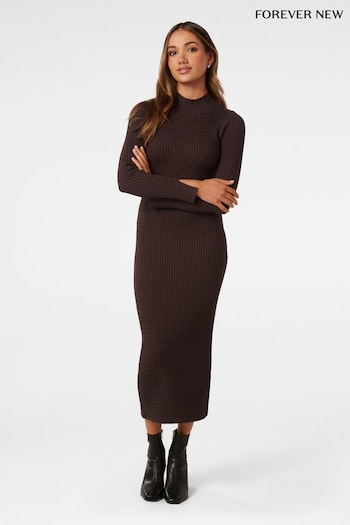 Forever New Brown Georgia Petite Textured Knit Dress (Q67035) | £95