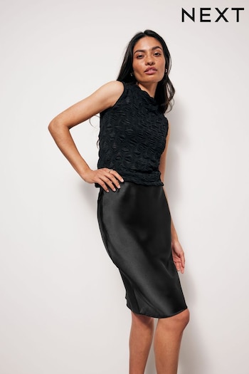 Black Satin Midi Skirt (Q67053) | £25