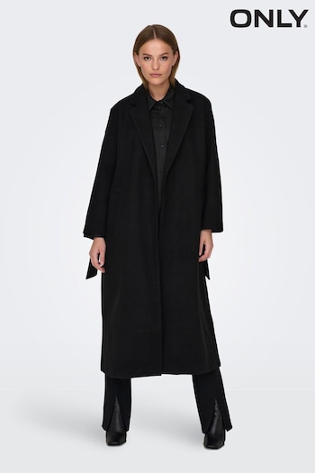 ONLY Black Maxi Length Wrap Tailored Coat (Q67059) | £80