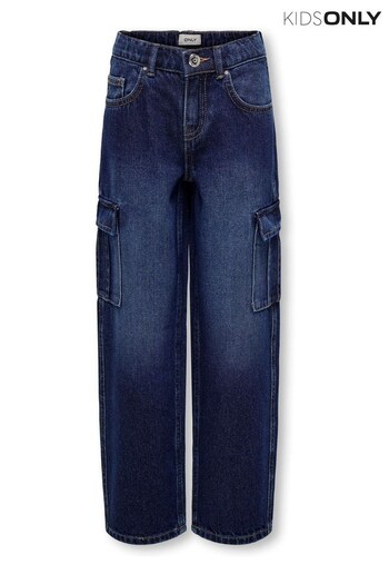 ONLY KIDS Blue Wide Leg Jeans With Adjustable Waist (Q67071) | £25