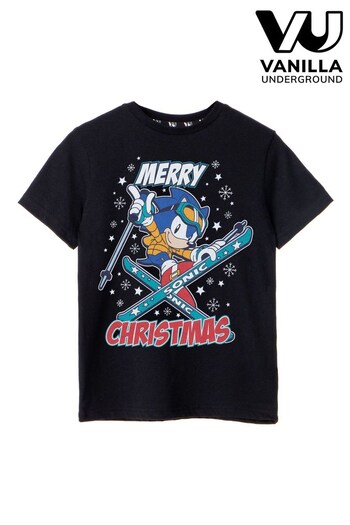 Vanilla Underground Black Sonic Boys Christmas T-Shirt (Q67104) | £14