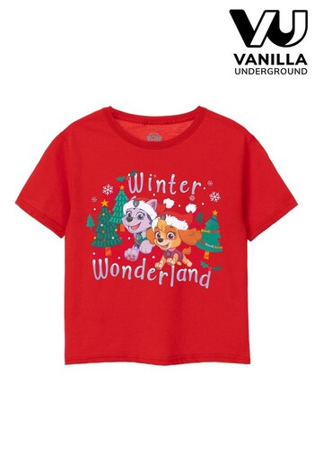 Vanilla Underground Red Paw Patrol Girls Christmas T-Shirt (Q67119) | £14