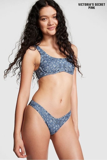 Victoria's Secret PINK Midnight Navy Blue Bandana Brazilian Bikini Bottom (Q67150) | £26