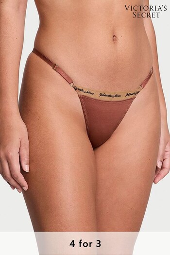 Victoria's Secret Clay Brown Embroidered Thong Icon Thong Knickers (Q67209) | £14