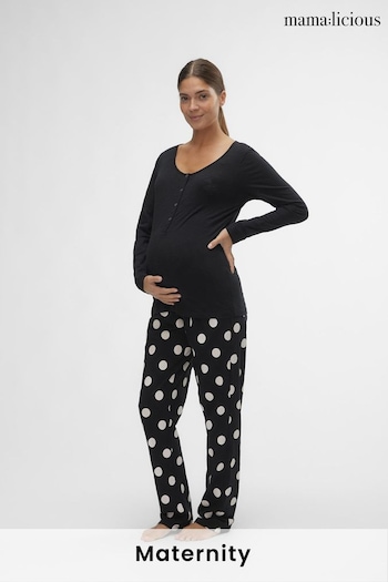 Mamalicious Black Maternity 2-In-1 Nursing Pyjamas (Q67258) | £40