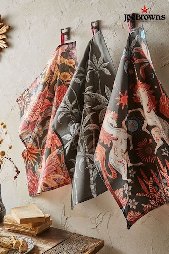 Joe Browns Black Endless Summer Print Tea Towels 3 Set (Q67282) | £21