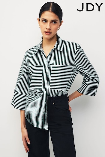 JDY Green Striped Relaxed Fit Shirt (Q67311) | £30