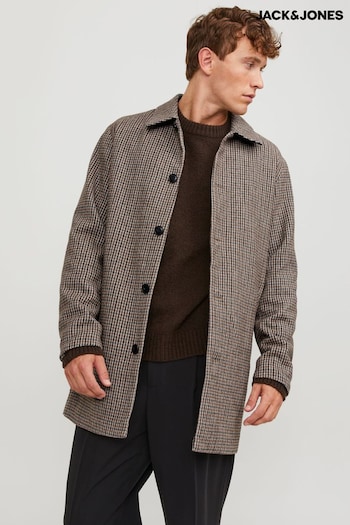 JACK & JONES Brown Wool Blend Tailored Coat (Q67330) | £80