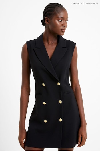 French Connection Whisper Sleeveless Tux Black Dress (Q67394) | £89