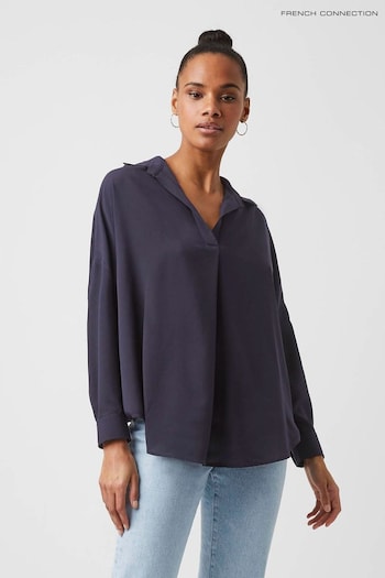 French Connection Blue Rhodes Recycled Crepe Popover Blouses (Q67420) | £39