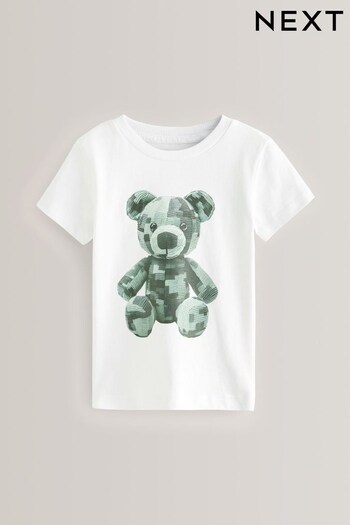 White Pixel Bear Short Sleeve Character T-Shirt (3mths-7yrs) (Q67480) | £6 - £8