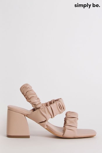 Simply Be Nude Wide Fit Stretch Ruched Block Heel Sandals (Q67572) | £35
