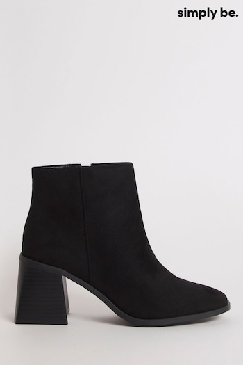 Simply Be Black Classic Heeled Ankle Black Boots in Extra Wide Fit (Q67579) | £35