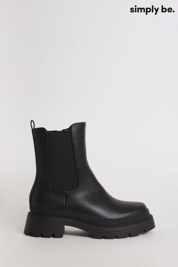 Simply Be Extra Wide Fit Black Chunky Chelsea Ankle Black Boots (Q67589) | £45
