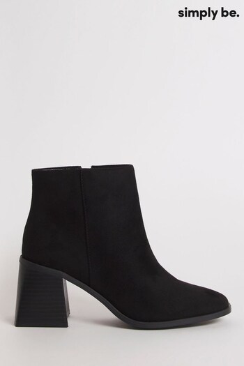 Simply Be Wide Fit Black Classic Simple Heeled Ankle Boots (Q67590) | £35