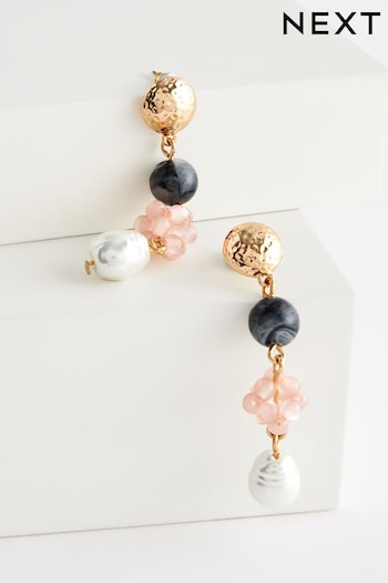 Pink Flower Pearl Drop Earrings (Q67691) | £12