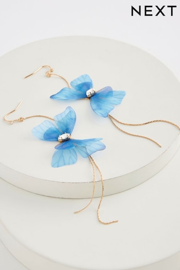 Blue Butterfly Drop Earrings (Q67703) | £10