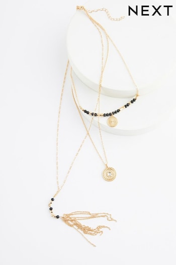 Gold Tone Multi Layered Tassel Necklace (Q67727) | £14