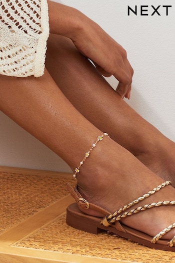 Gold Tone Daisy Anklet (Q67745) | £8