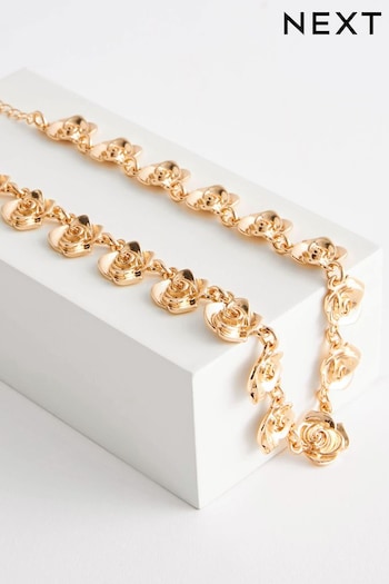 Gold Tone Floral Short Necklace (Q67761) | £14