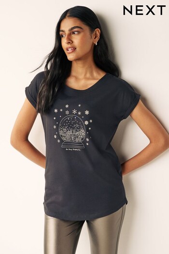 Black Christmas Snowglobe Graphic T-Shirt (Q67767) | £14
