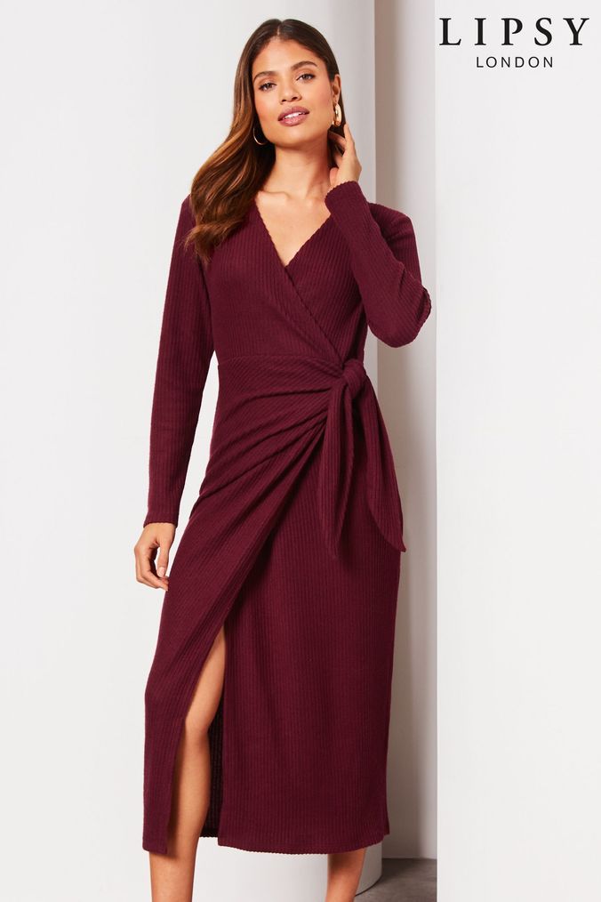 Long sleeve cheap wrap dress uk