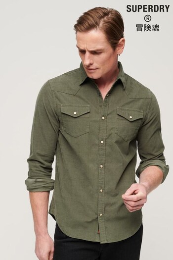 Superdry Green Western Long Sleeve Cord Shirt (Q67856) | £55