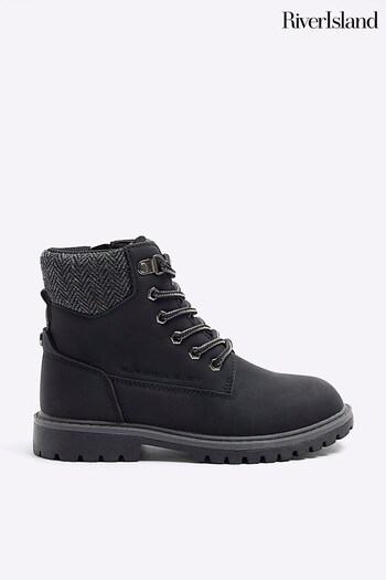River Island Black Boys Worker Boots (Q67897) | £30