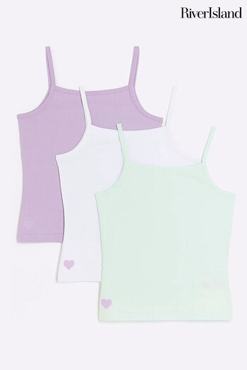 River Island Purple Girls Multipack of 3 Tie-Dye Vests (Q67911) | £12