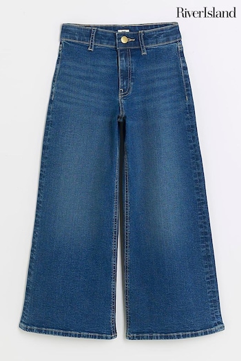 River Island Blue Girls Wide Leg Jeans Diamante (Q67931) | £20 - £25