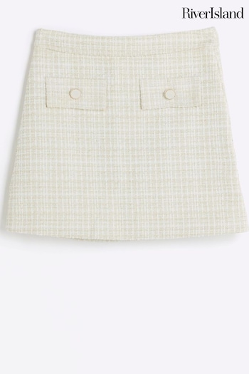 River Island Cream Girls Cream Boucle A-Line Skirt (Q67944) | £22