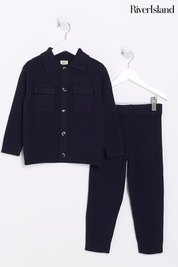 River Island Blue Boys Pocket Gri Shirt Set (Q67945) | £32