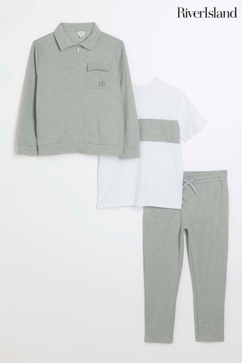 River Island Grey Boys Herringbone 3 Piece Set (Q67963) | £42 - £55