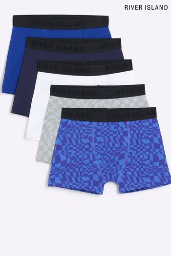 River Island Blue Boys Multipack of 5 Checkerboard Boxers (Q67964) | £15 - £20
