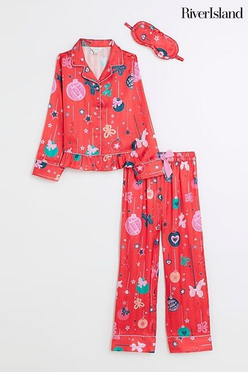 River Island Red Girls Novelty Xmas Pyjamas (Q67972) | £28 - £35