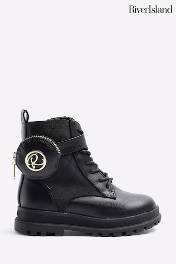 River Island Black Girls Nylon Pocket Boots (Q67985) | £35