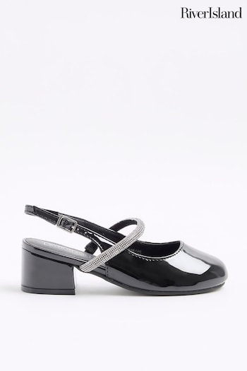 River Island Black Girls Heatseal Strap Slingback Shoes (Q67994) | £28