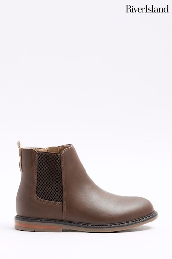 River Island Brown Boys Chelsea Boots (Q68005) | £30