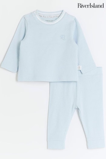 River Island Blue Baby Jeans Tipped Rib Set (Q68006) | £14