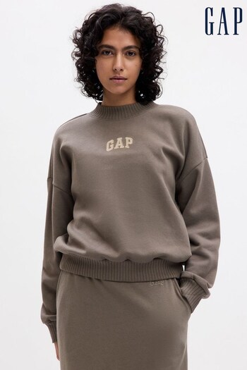 Gap Taupe Brown Arch Logo High Neck Sweatshirt (Q68065) | £35
