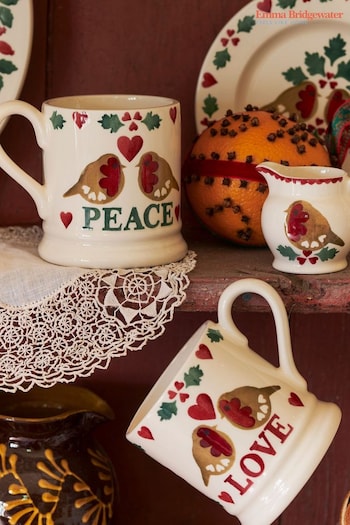 Emma Bridgewater Set of 2 Cream Christmas Joy 1/2 Pint Boxed Mugs (Q68080) | £50