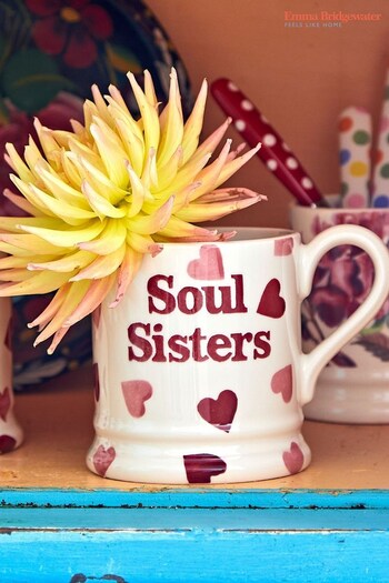 Emma Bridgewater Cream Pink Hearts Soul Sisters 1/2 Pint Mug (Q68091) | £25