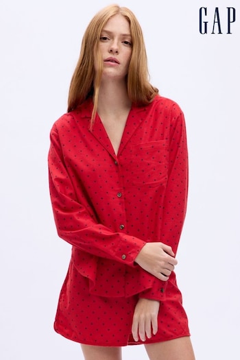 Gap Red Relaxed Flannel Long Sleeve Pyjama Shirt (Q68108) | £12