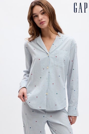 Gap Blue Stripe Relaxed Poplin Night Shirt (Q68118) | £25