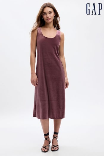 Gap Purple Velour Scoop Neck Sleeveless Midi Dress (Q68123) | £45