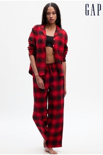 Gap Red Flannel Check Pyjama Shirt & Bottoms (Q68124) | £50