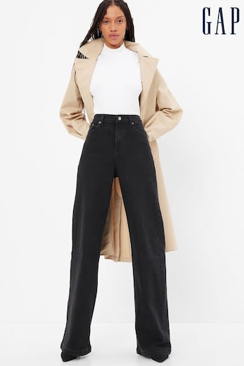 Gap Black High Waisted Wide Leg Zip Fly Jeans with Washwell (Q68132) | £55